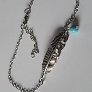 Silver-tone Feather Anklet - New